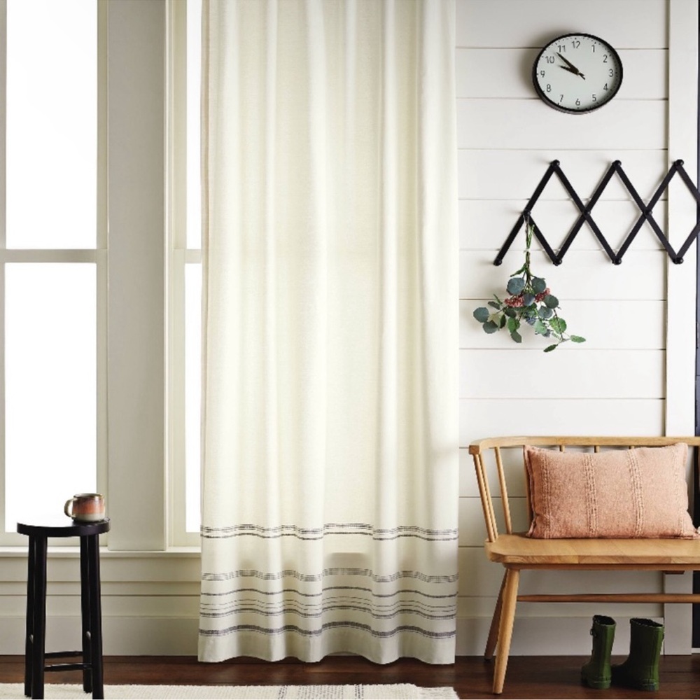 COPY - 2!!!HEARTH & HAND NWT engineered stripe curtain 95”